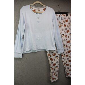 Bear Paw Women's Long Sleeve Pajama Set-Size XL-Flannel Pants-Thumb Holes-Cozy
